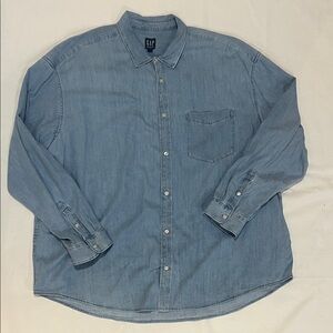 GAP Light Blue Denim Casual Button-Down Shirt